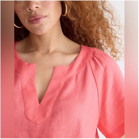 J.Crew Flutter-Sleeve Linen Stripe V-neck Top Size M - Picture 3 of 4